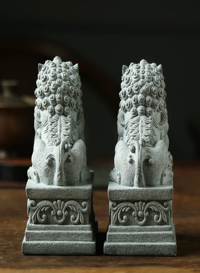Sdeetesamjun Foo Dogs Statues Pair Guardian Lion Statues Fu Foo Dogs Stone Chinese Feng Shui Decor Housewarming Congratulatory to Ward Off Evil Energy (L) - Image 5
